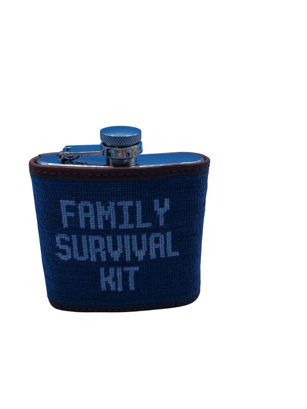 Smathers & Branson Family Survival Kit Blue 4 Oz Needlepoint Shot Glass With Lid